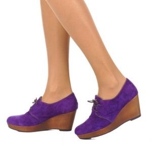 ESSKA anthro purple suede boho wedge shoe size 8.5